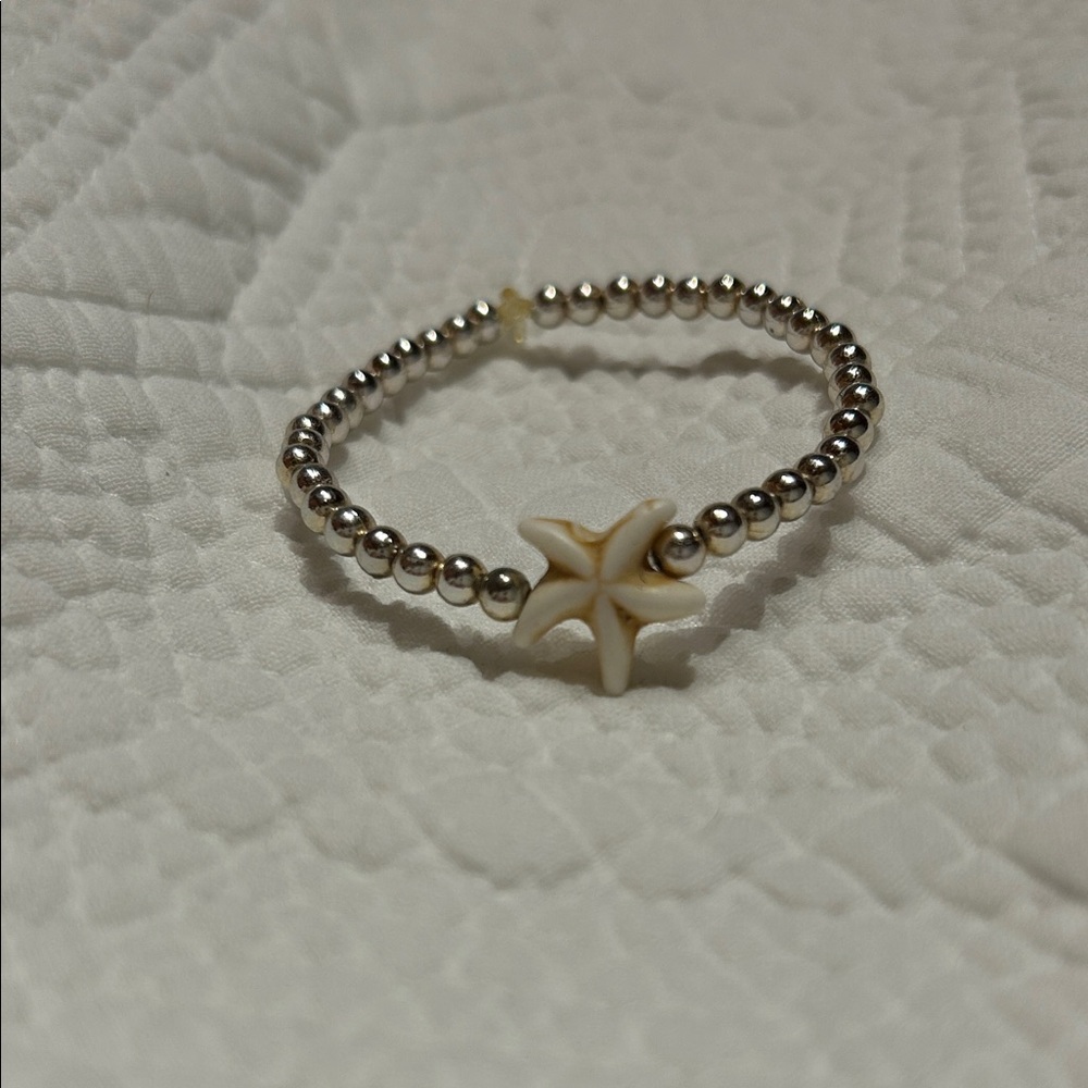 Elegant Silver Beaded Starfish Bracelet